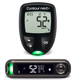 A group of connected blood glucose meters. CONTOUR®NEXT Meter, CONTOUR®NEXT One Meter.